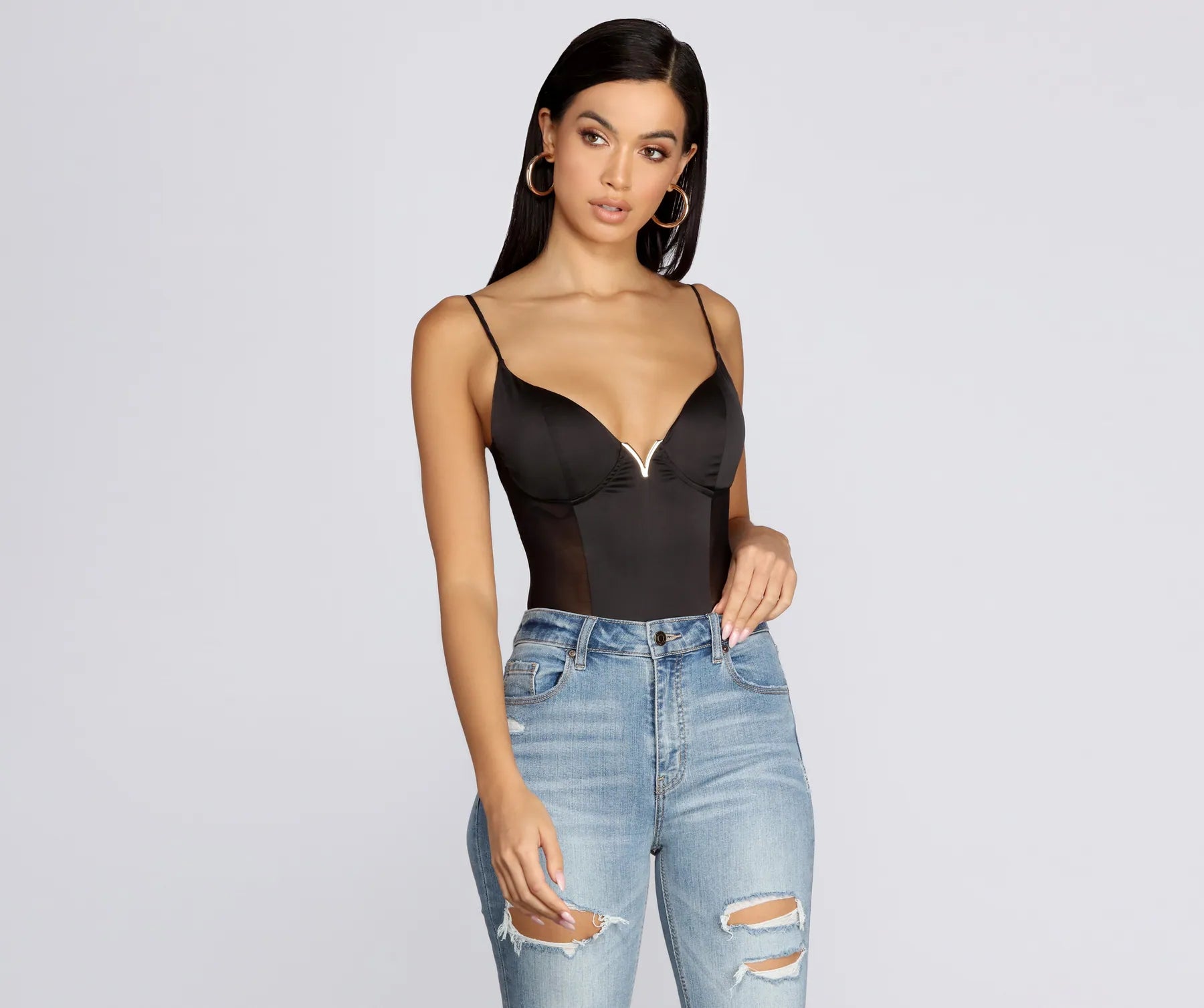 Top Brand Discounts Bad Gal Satin Bodysuit