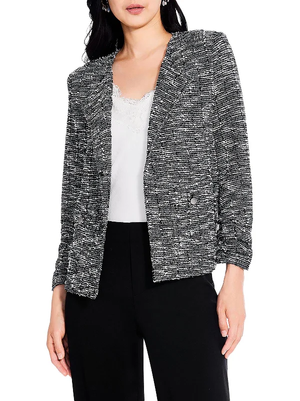 Chic Wardrobe Essentials Starry Sky Womens Open Front Textured Open-Front Blazer