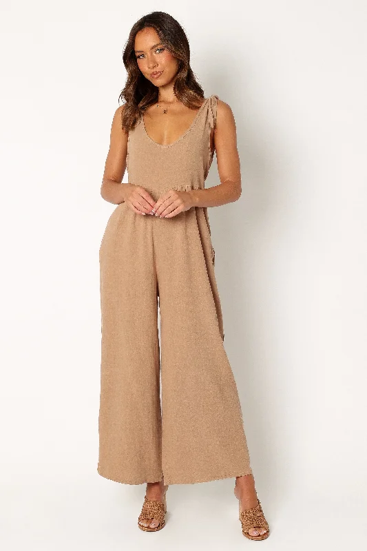 Statement Piece Ayla Linen Jumpsuit - Mocha