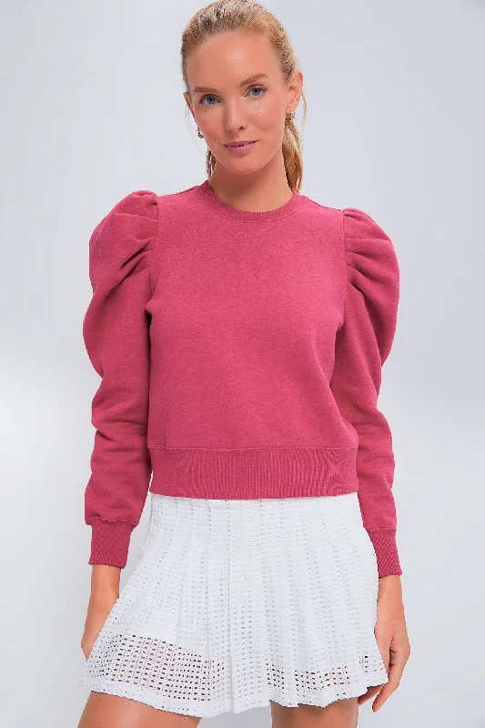 Elevate Your Wardrobe Heathered Pink Puff Sleeve Maisie Pullover