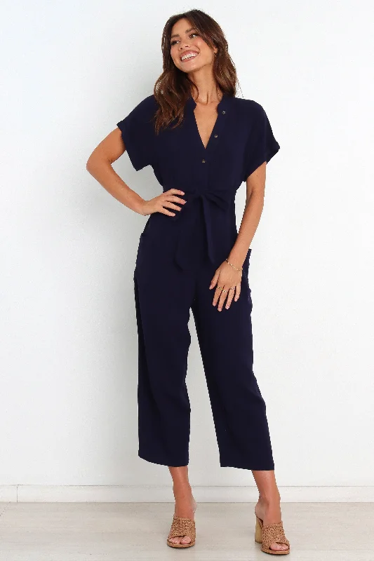 Chic Style, Always In Vogue Archie Jumpsuit - Navy