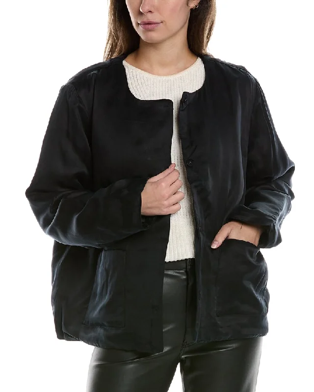 Trendy Aesthetics EILEEN FISHER Round Neck Padded Silk-Lined Jacket