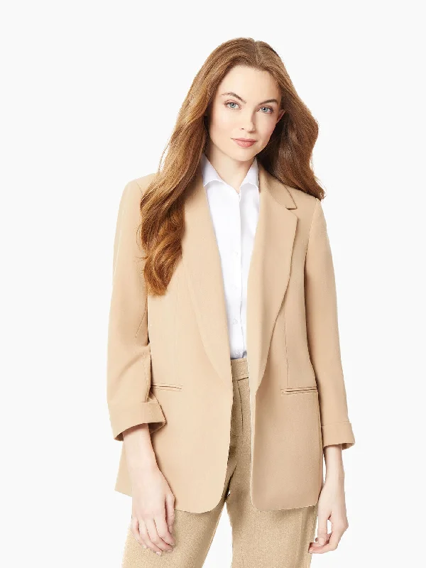 Essentials On Sale Notch Collar Rolled Cuff Bi-Stretch Blazer