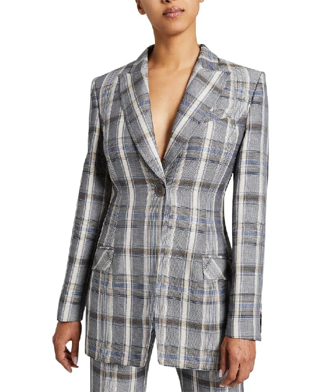 Sophisticated Cut Santorelli Nelli Single-Button Linen-Blend Jacket