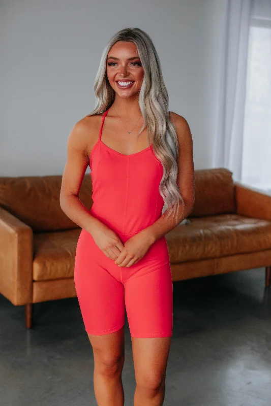 Fresh Styles, Fresh Deals Josiah Active Romper - Hibiscus