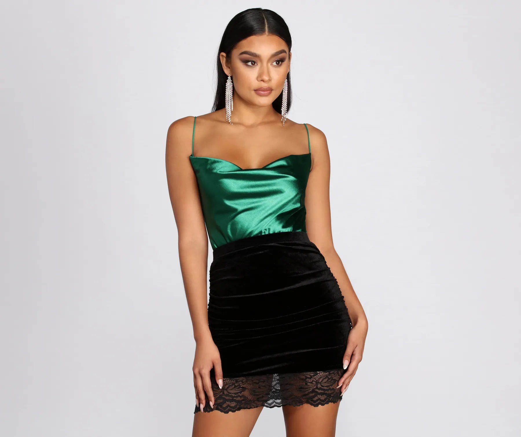 Trend Alert Satin Cowl Neck Bodysuit