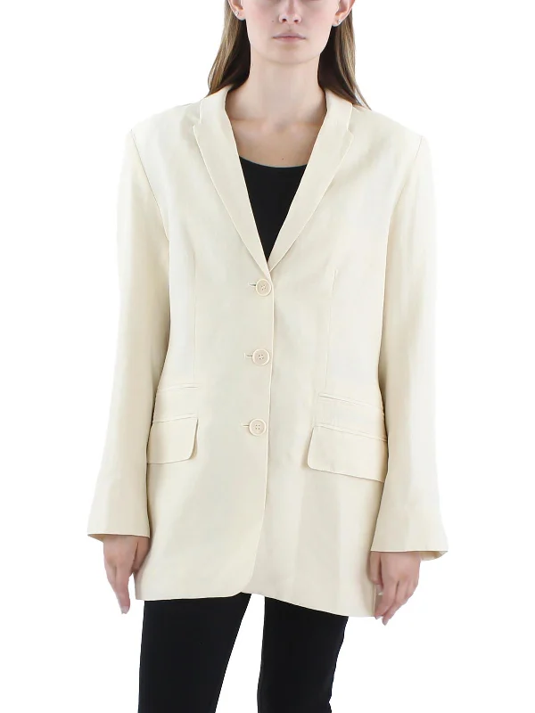 Trend Setting Wardrobe Womens V Neck Casual Double-Breasted Blazer