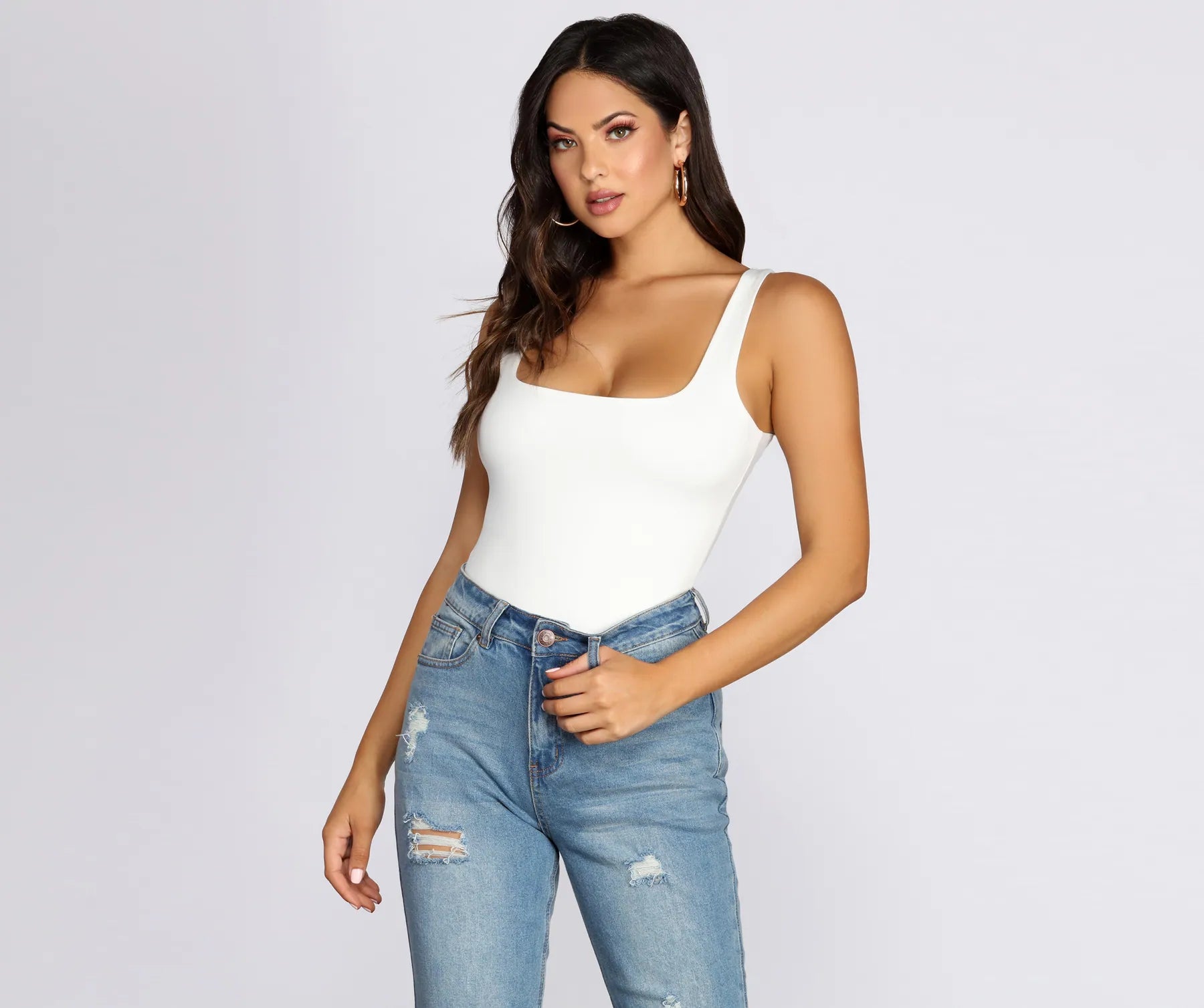 Ends Soon Square Neck Tank Bodysuit