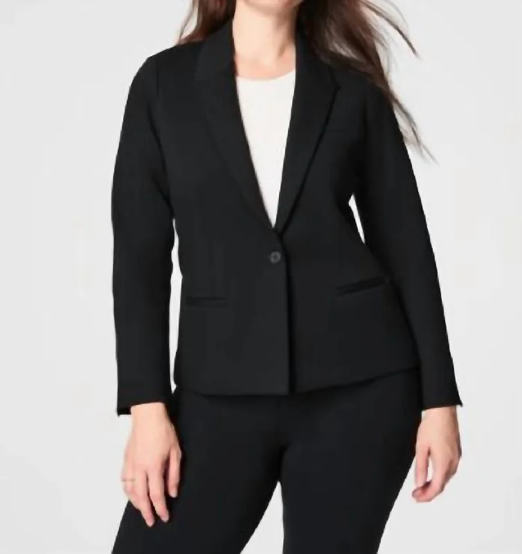 Feminine Flow Ponte Blazer In Classic Black