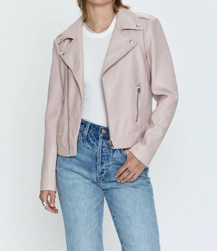 Forward Trendsetter Nicolette Mod Moto Jacket In Mellow Rose