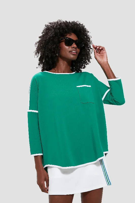 Trendy Women's Wear Green and White Terry Farah Pullover