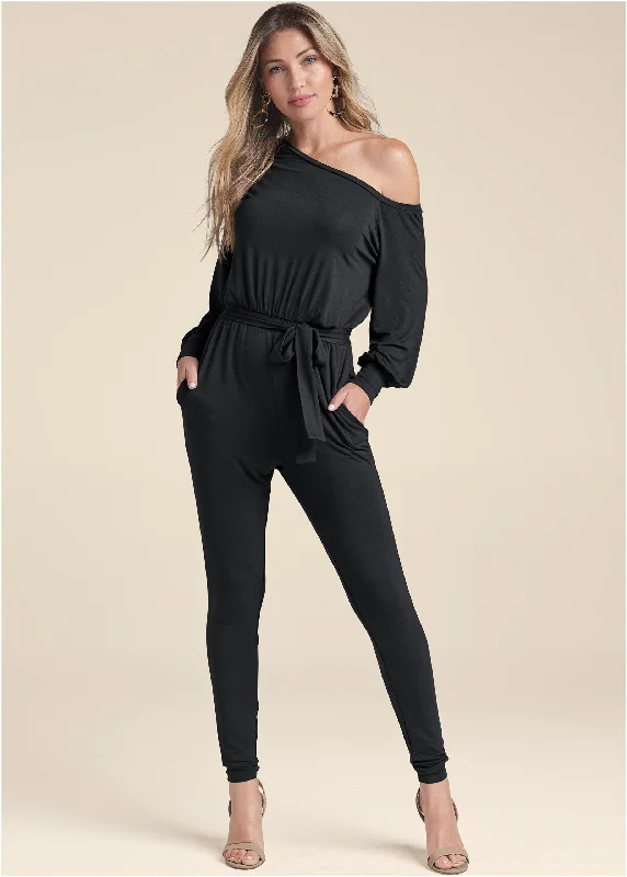 Special Offers Off-Shoulder Jumpsuit - Black