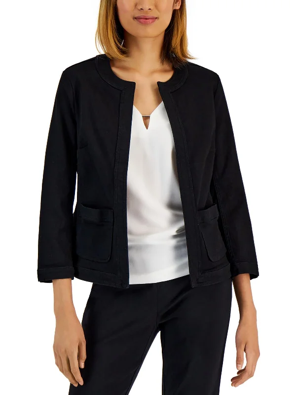 Fresh Styles, Fresh Deals Womens Denim Collarless Open-Front Blazer