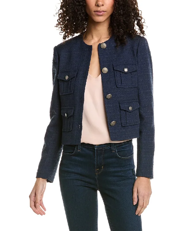 Flowy Fabric Ted Baker Cropped Boucle Wool-Blend Jacket