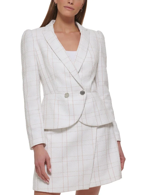 Pastel Styles Womens Plaid Office Wear One-Button Blazer