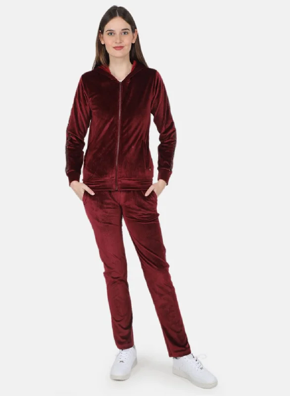 Holiday Attire Sale Women Maroon Self Design CoordiNAte Set