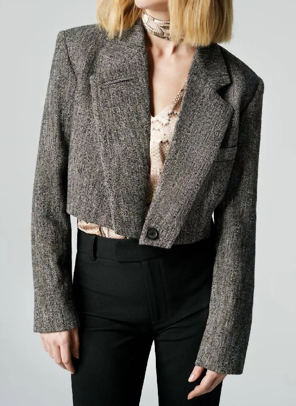 Designer Wear On Sale Cut Off Blazer In Brown Tweed