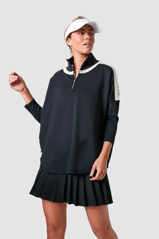 Trendy Fashion For Women Black and Ivory Amelie Quarter Zip