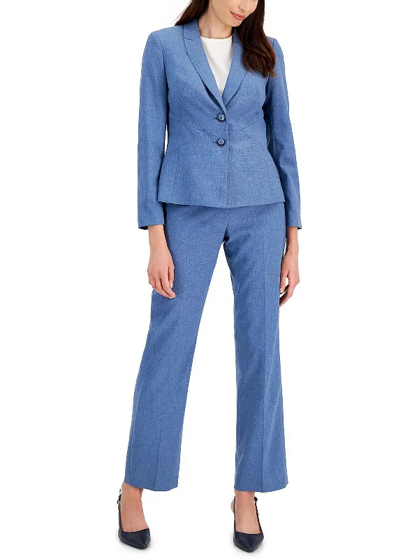 Style Upgrade Petites Womens Slub Business Pant Suit