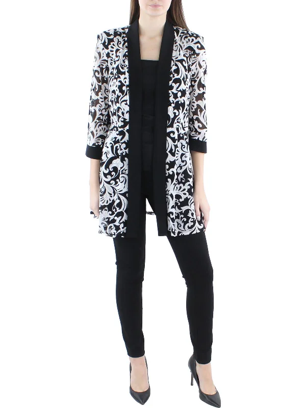 Mega Sale Womens Mesh Printed Duster Blazer