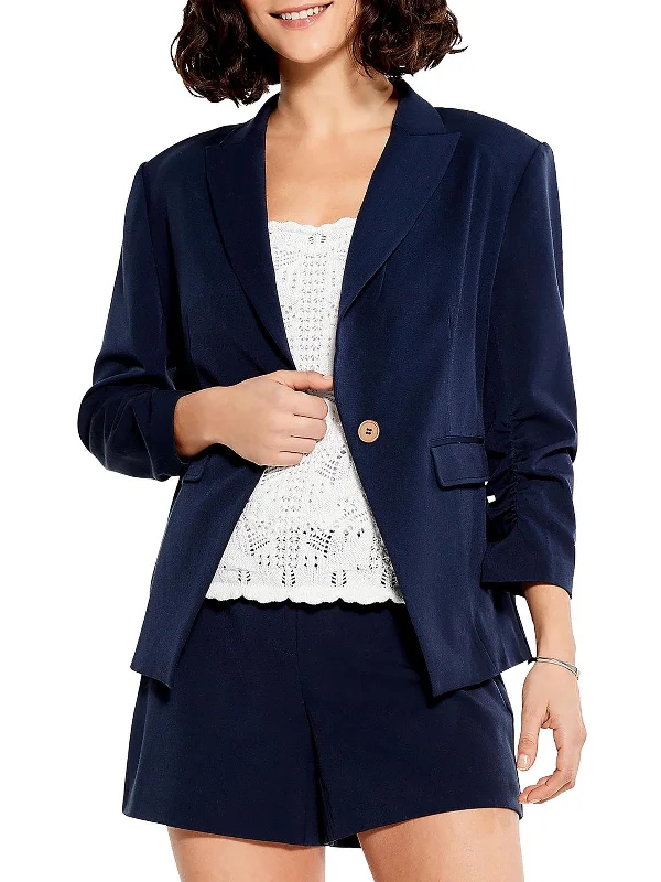 Chic Style, Always In Vogue Womens Solid Scrunched One-Button Blazer