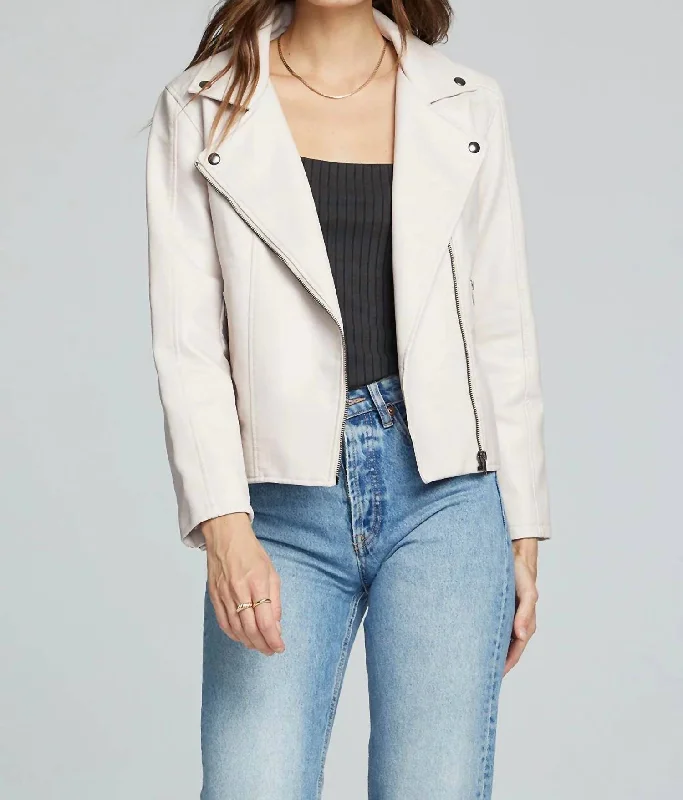 Latest Fashion Effie Vegan Leather Moto Jacket In Bone