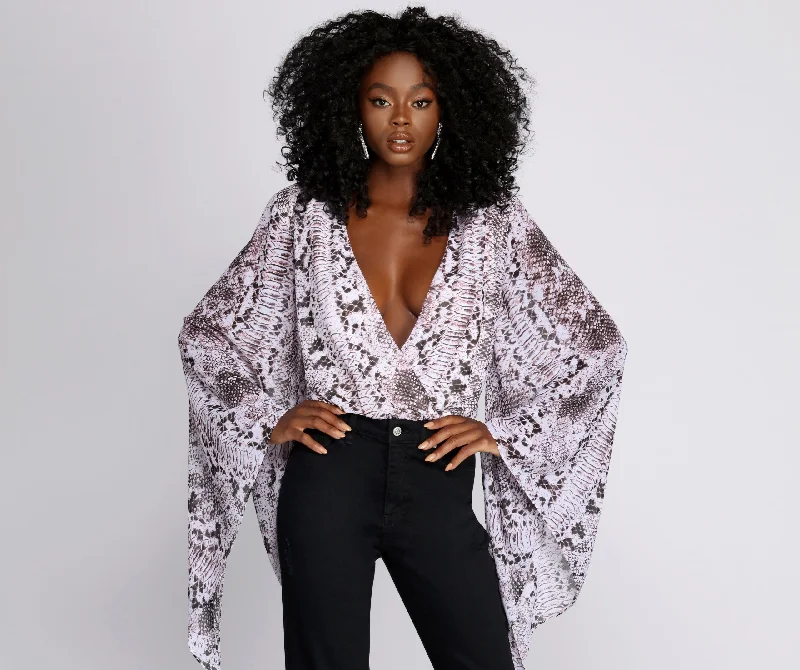 Elegant Styles The Drama Bell Sleeve Bodysuit