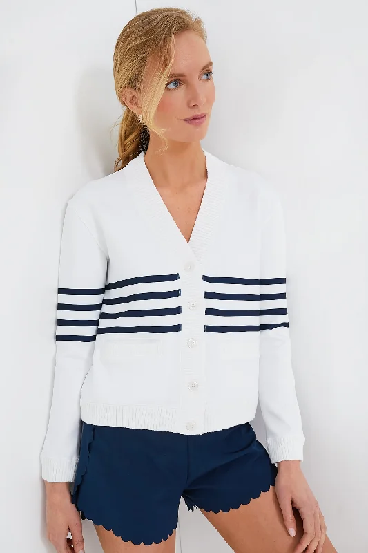 Cool Prices White Striped Charley Cardigan