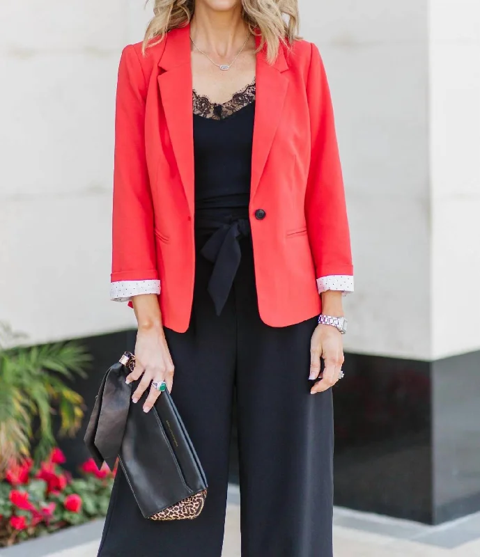 Chic And Trendy 3/4 Sleeve Crepe Blazer In Cayenne