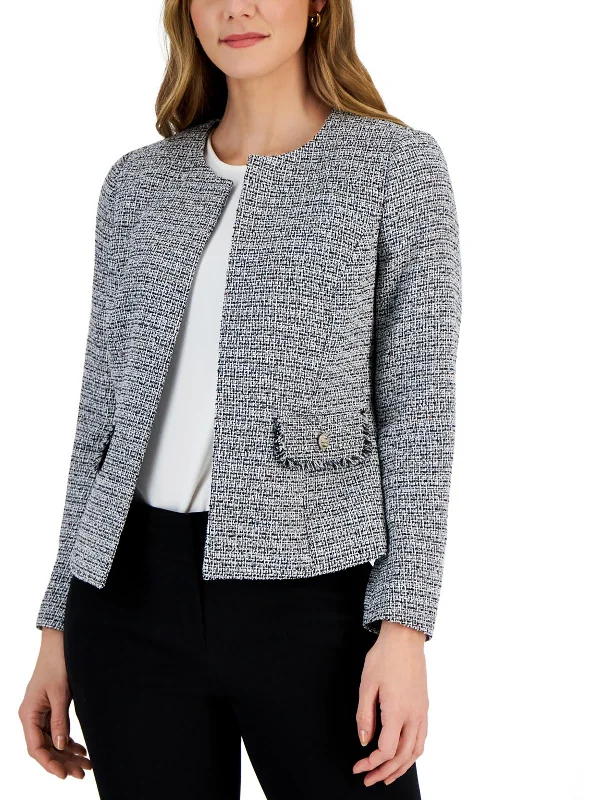 Wardrobe Update Plus Womens Two Tone Work Wear Open-Front Blazer