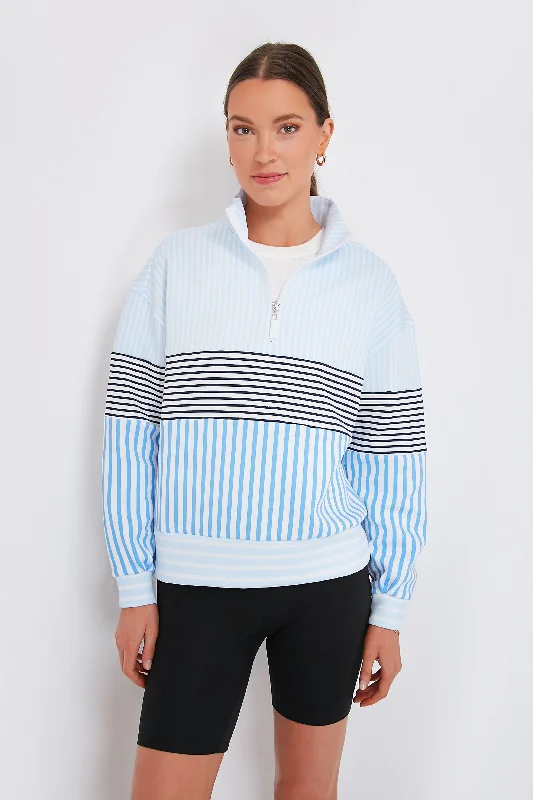 Style Streetwear Multi Blue Varsity Quarter Zip