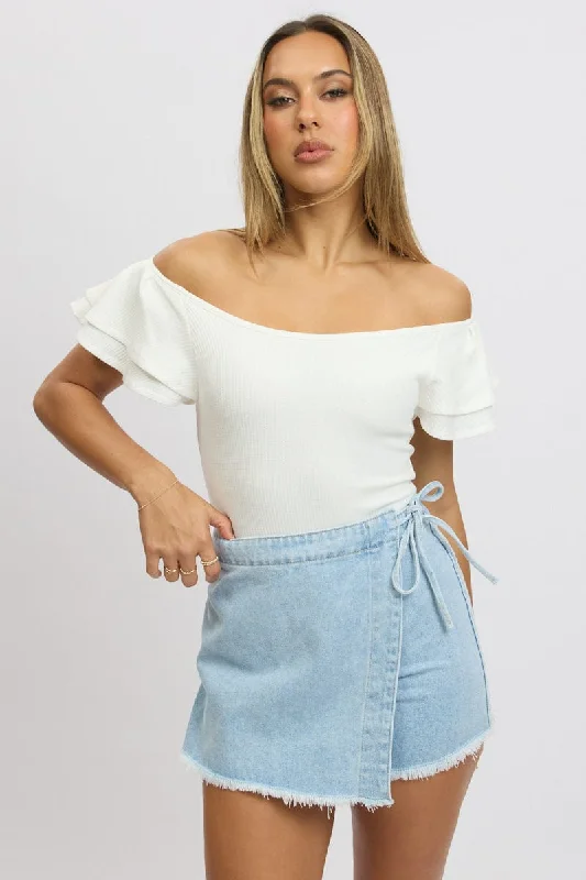 Elevate Your Wardrobe White Bodysuit Ruffle Sleeve Textured