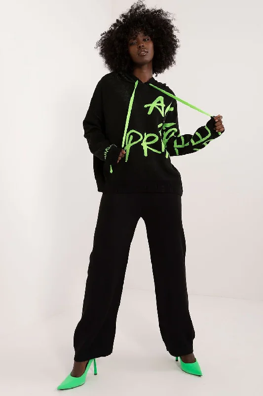 Casual Chic Badu Letter Graphic Hooded Sweater And Pants Two Piece Set