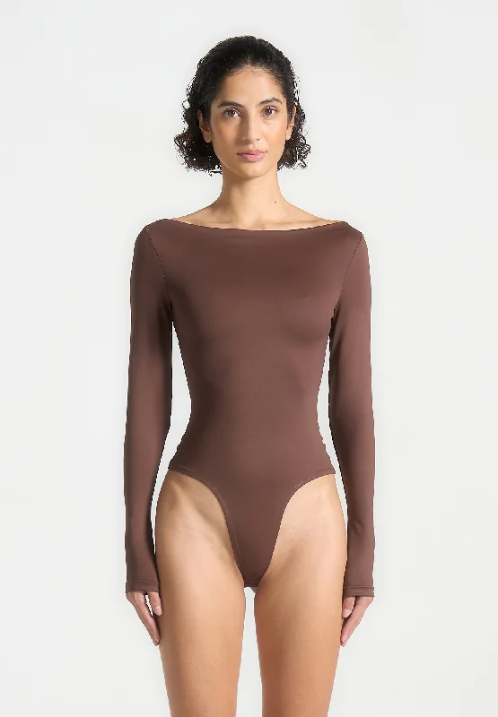 Unbeatable Deals Éternelle Boat Neck Bodysuit - Brown