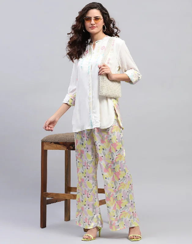 Fashion Sale Women Off White Embroidered Front Open Full Sleeve Cords Set