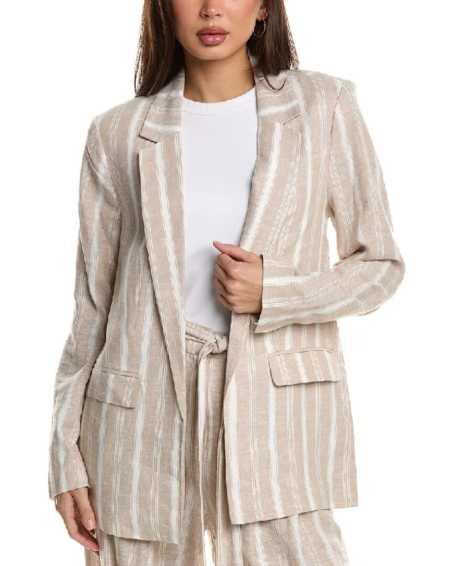 Tropical Island - Inspired Attire BCBG New York Yarn-Dye Stripe Linen-Blend Blazer