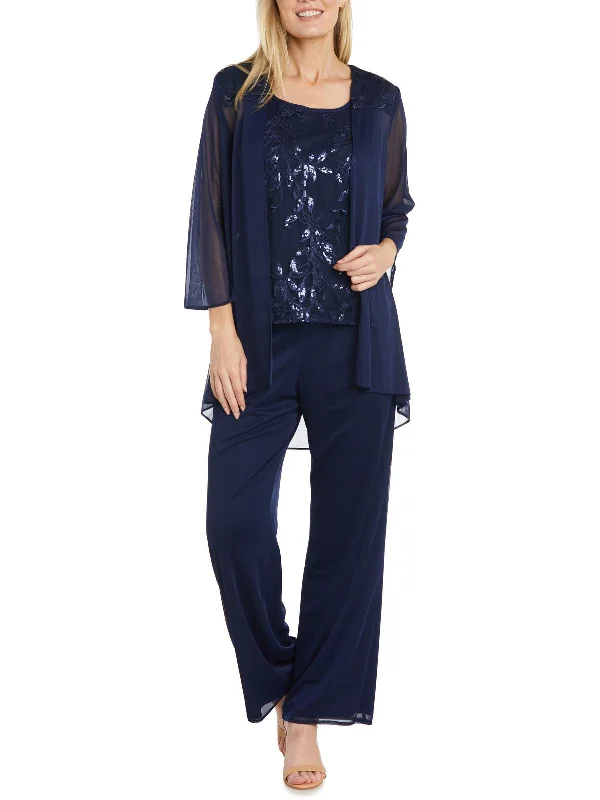 Quality Wear Womens Sequined 3PC Pant Suit