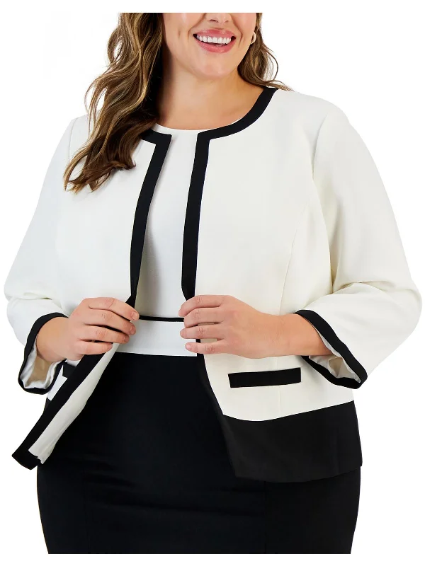 Chic Outfits Plus Womens Two Tone Workwear Open-Front Blazer