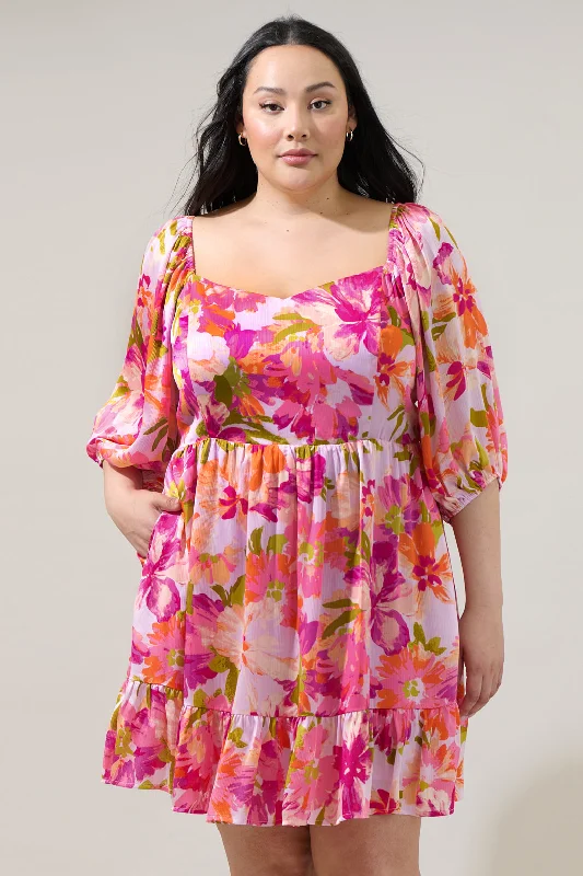 Effortless Chic Apparel Abigal Floral Evy Sweetheart Mini Dress Curve