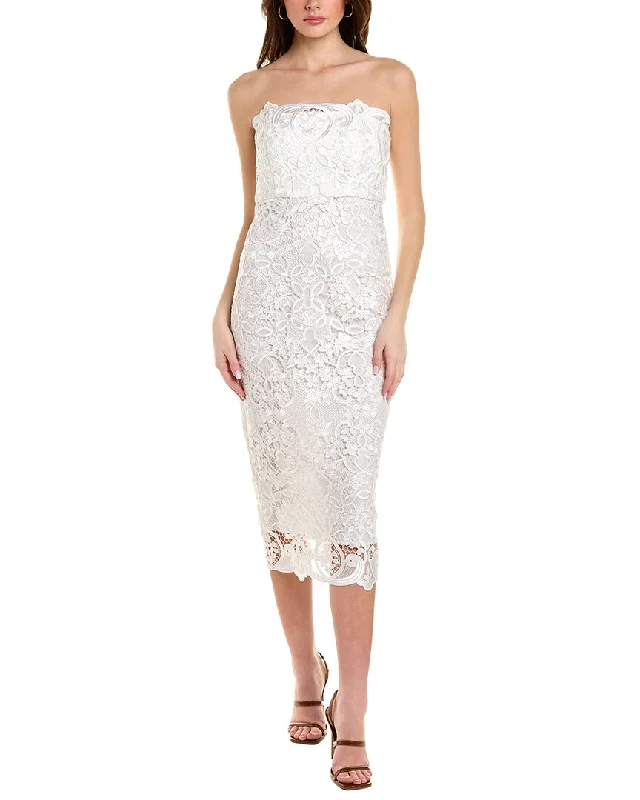 Sophisticated Outfits Badgley Mischka Lace Midi Column Dress