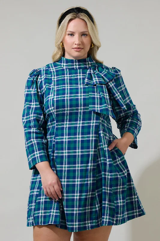 Last Chance Sale Buckley Plaid Padma Bow Mini Dress Curve