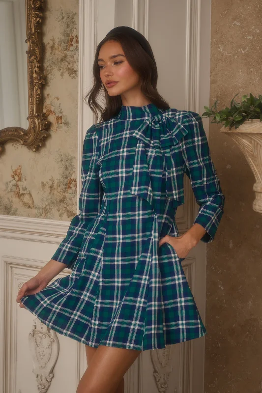 Anniversary Sale Buckley Plaid Padma Bow Mini Dress