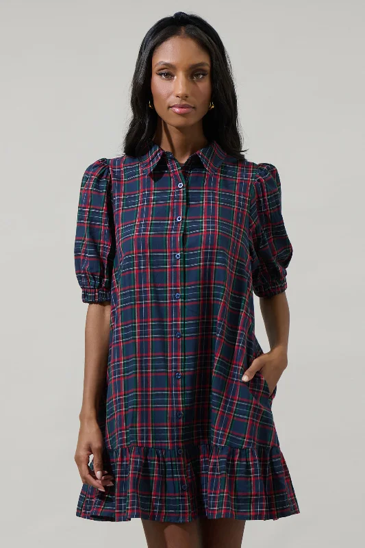 Buy More, Save More Chapman Plaid Levy Button Down Shift Dress