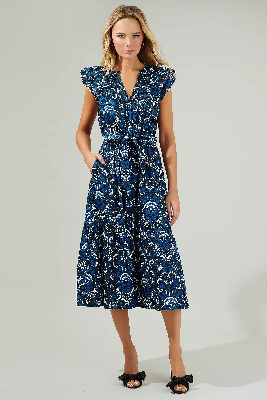 Break Fashion Norms Etta Floral Charlotte Button Midi Dress