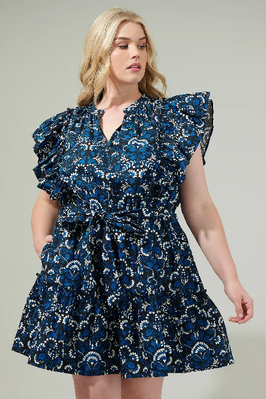 Chic Trends Unveiled Etta Floral Ruffle Mini Dress Curve