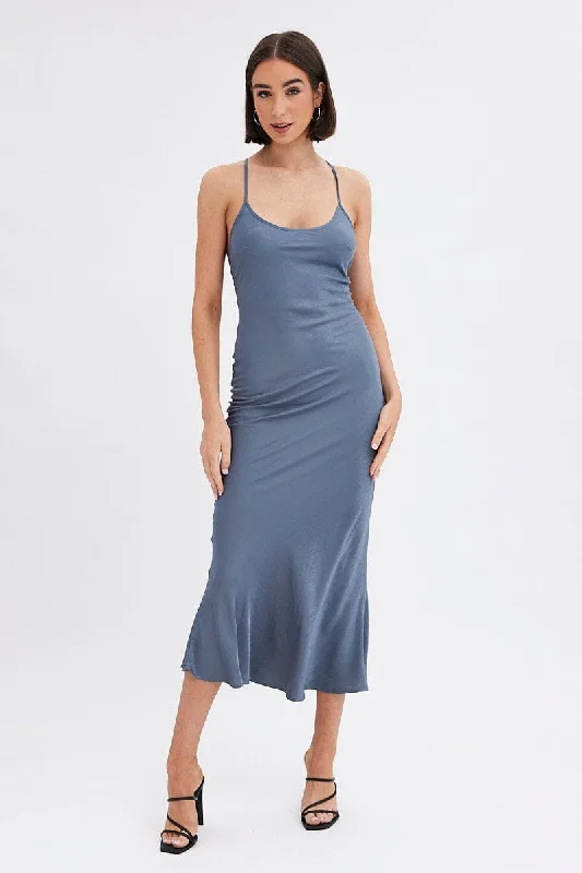 Feminine Elegance Grey Maxi Dress Sleeveless