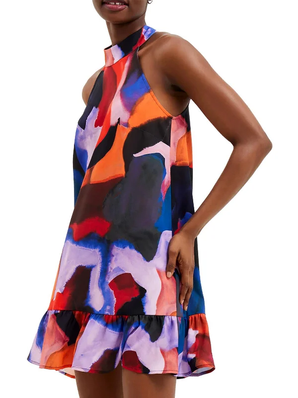 Ride The Style Wave Isadora Elitan Womens Printed Mini Halter Dress