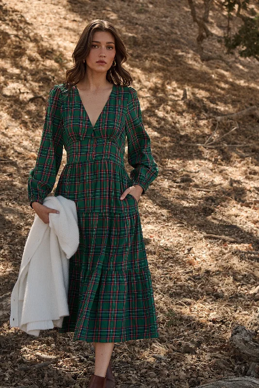 Don't Miss Out Jace Plaid Shely Button Down Midi Dress