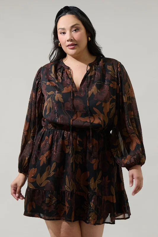 Playful Elegance Larba Floral Paxton Balloon Sleeve Mini Dress Curve