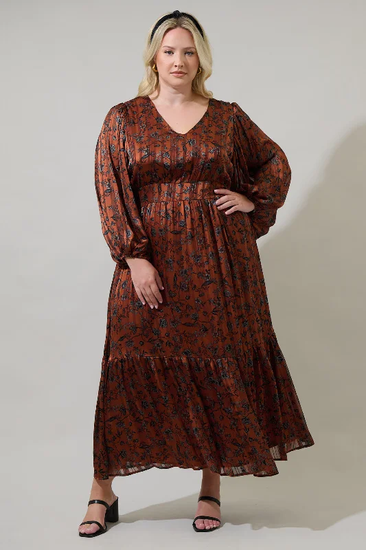 Romantic Date - Night Ensemble Leoben Floral Kent Long Sleeve Maxi Dress Curve